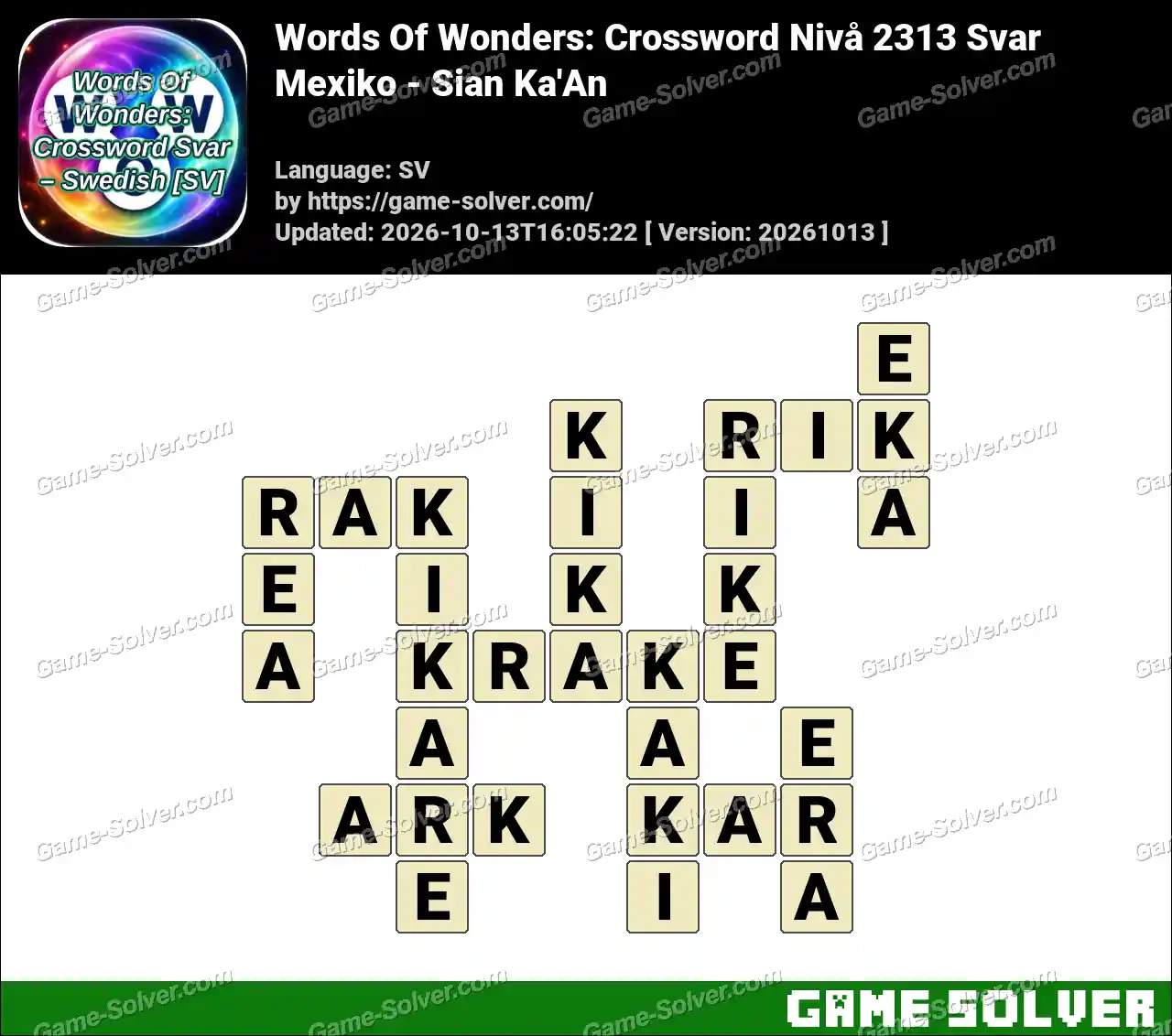 Words Of Wonders: Crossword Nivå 2313 Svar – Mexiko – Sian Ka’An